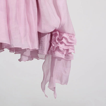 Lace Whirl Ruffle Mini Dress