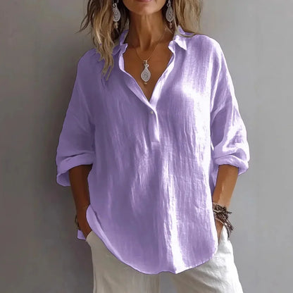 Relaxed Linen Button-Down Blouse