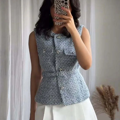 Glam Sequin Belted Vest