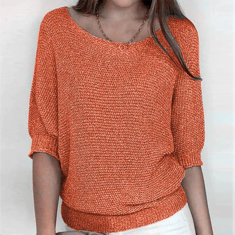Elegant Spliced Knit Sweater for Women