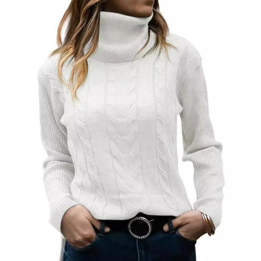 Retro Knit Patchwork Turtleneck Sweater