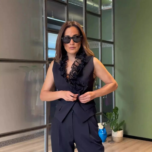 Power Grace Wide-Leg Suit Set