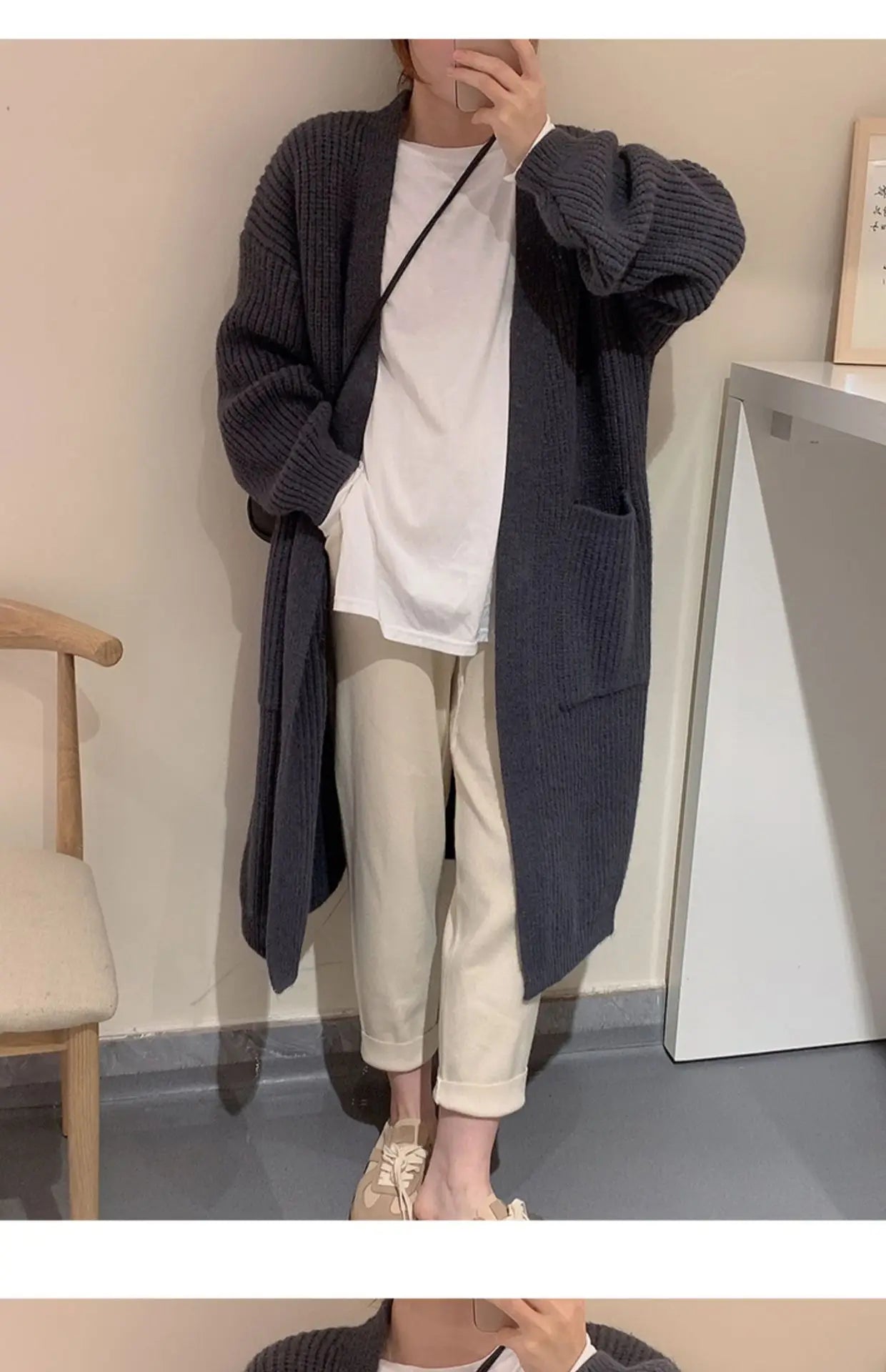 Plush Wave Maxi Knit Pocket Cardigan