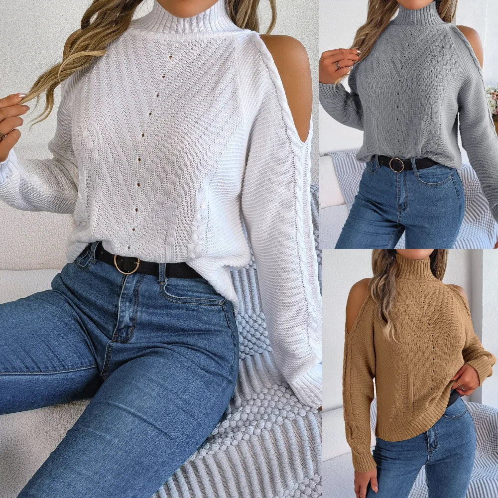 Chill Grace Turtleneck Cold Shoulder Sweater