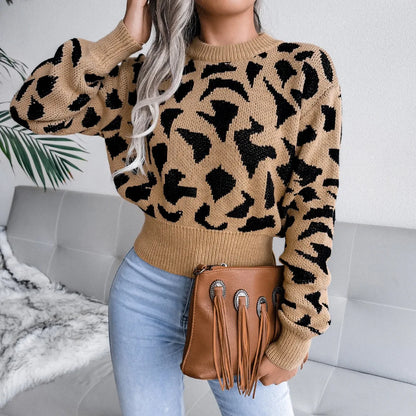 Wild Weave Leopard Knit Pullover