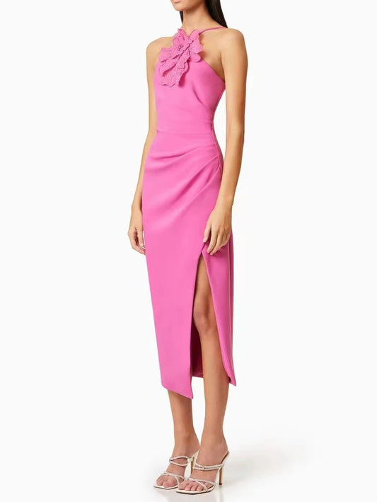 Petal Grace 3D Floral Midi Dress