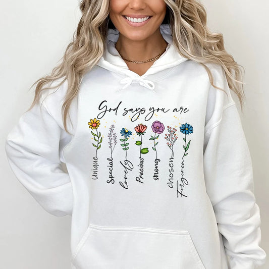 Funny Flower Print Hooded Sweatshirt