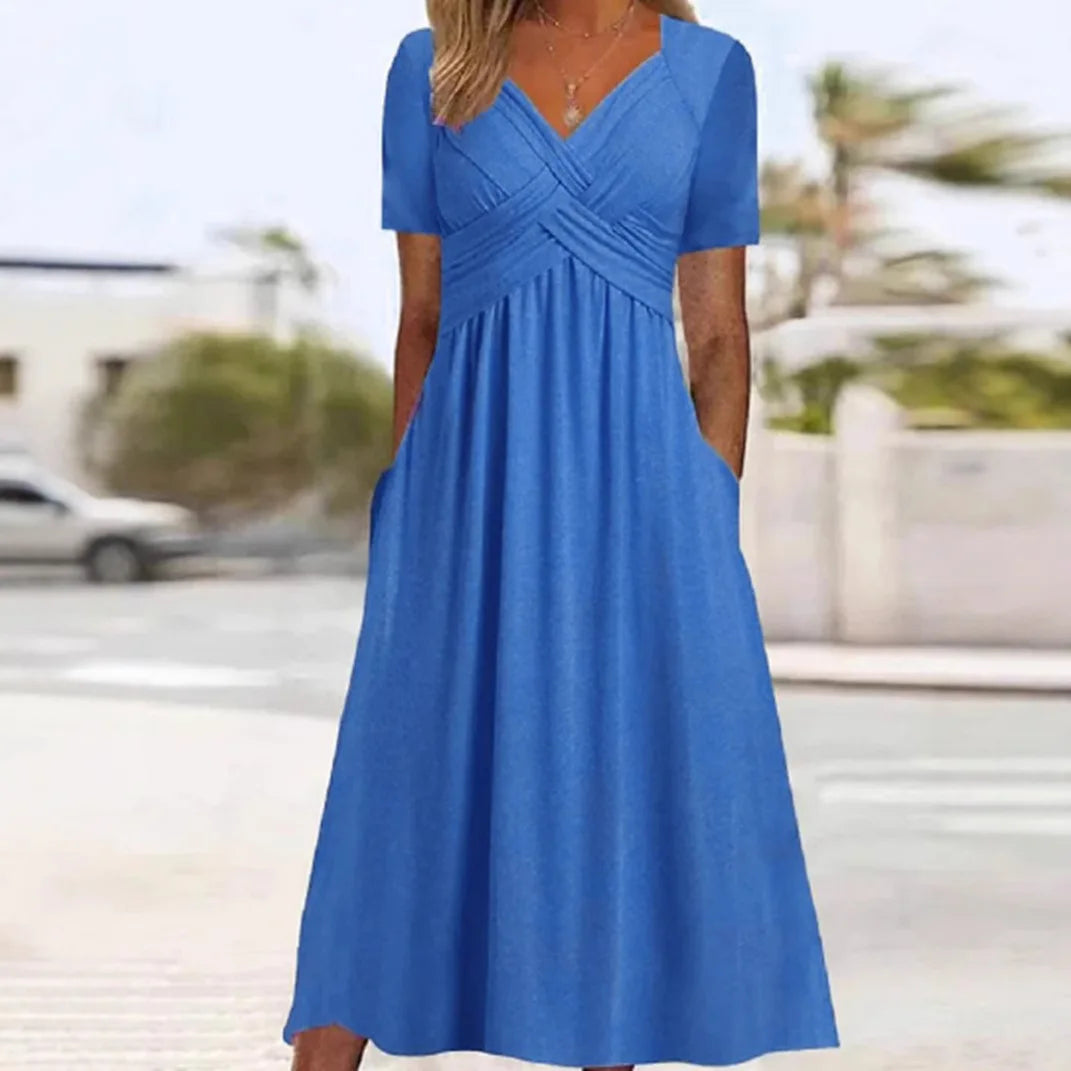 Fashion V Neck Elegant Casual Holiday Beach Dresses