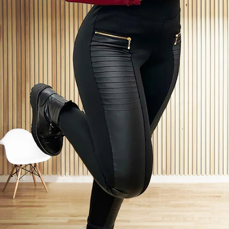 High Waist Slim Splice Pencil Pants
