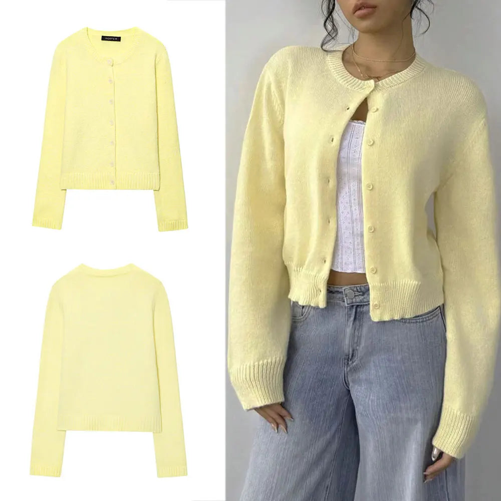 SunMuse Elegant Knit Button Cardigan