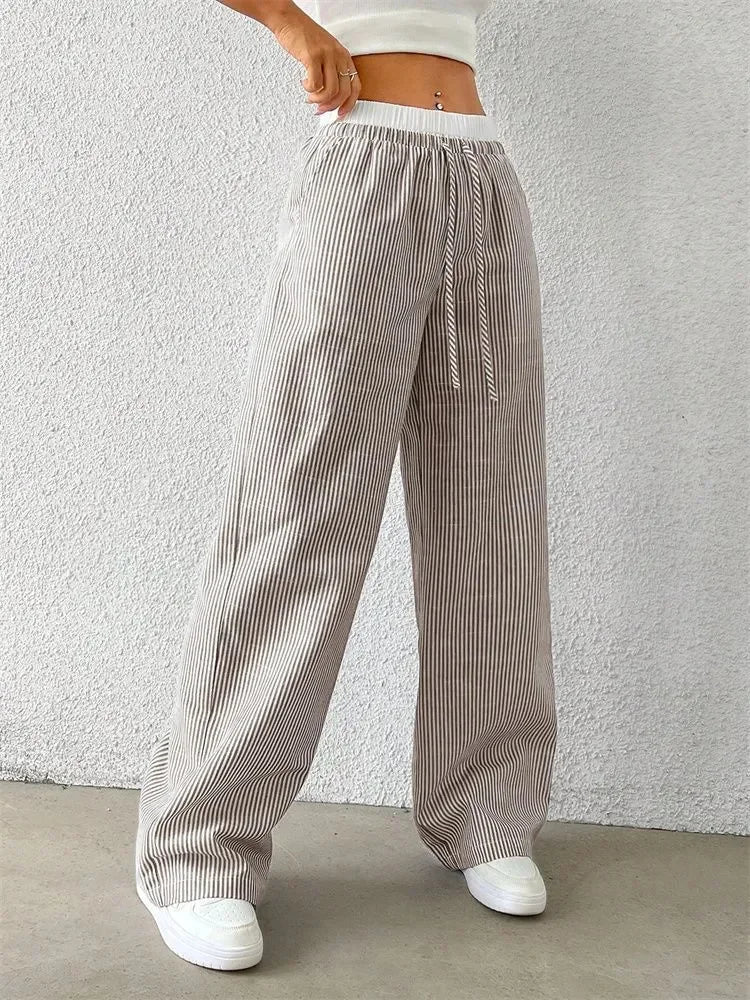 Striped Wide Leg Woven Pants