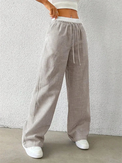 Striped Wide Leg Woven Pants