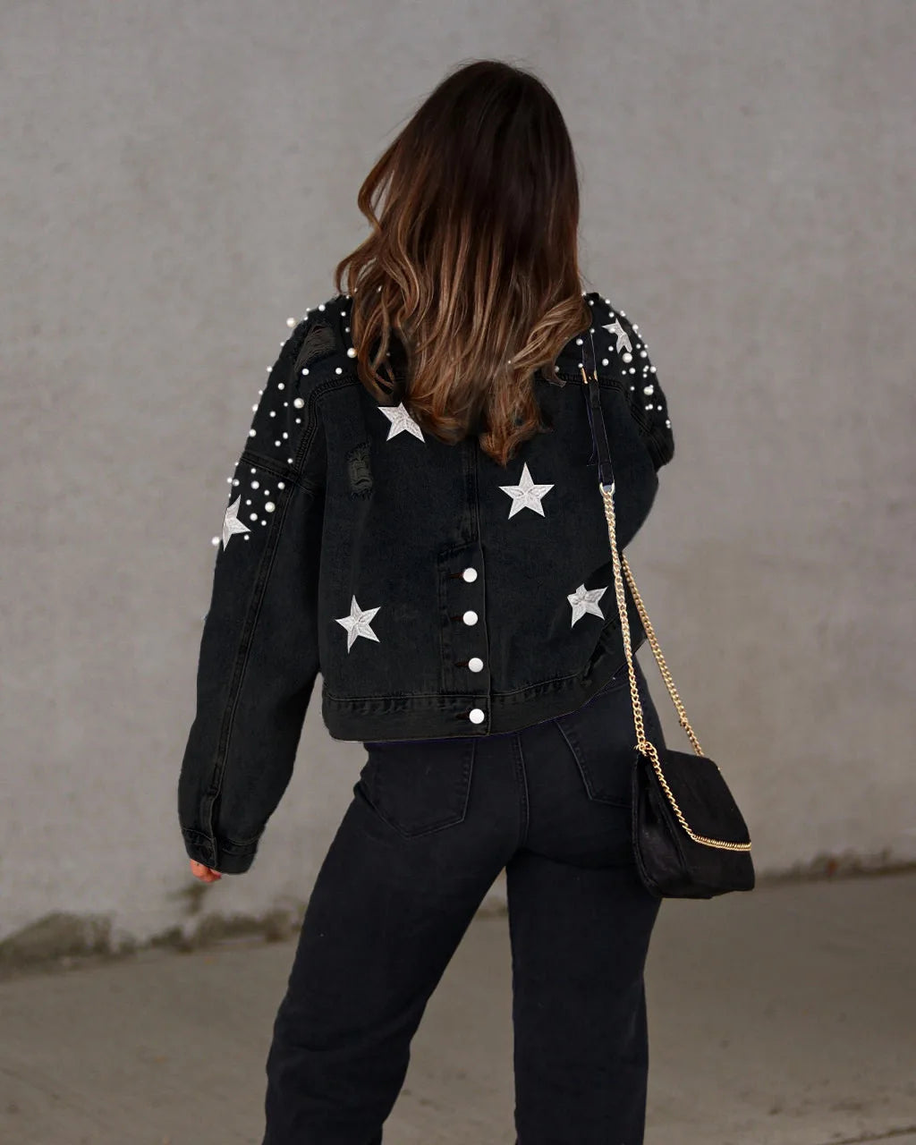 Glam Starry Beaded Denim Jacket