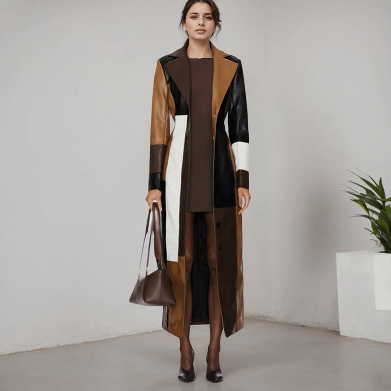 Vintage Style V Neck Long Jacket