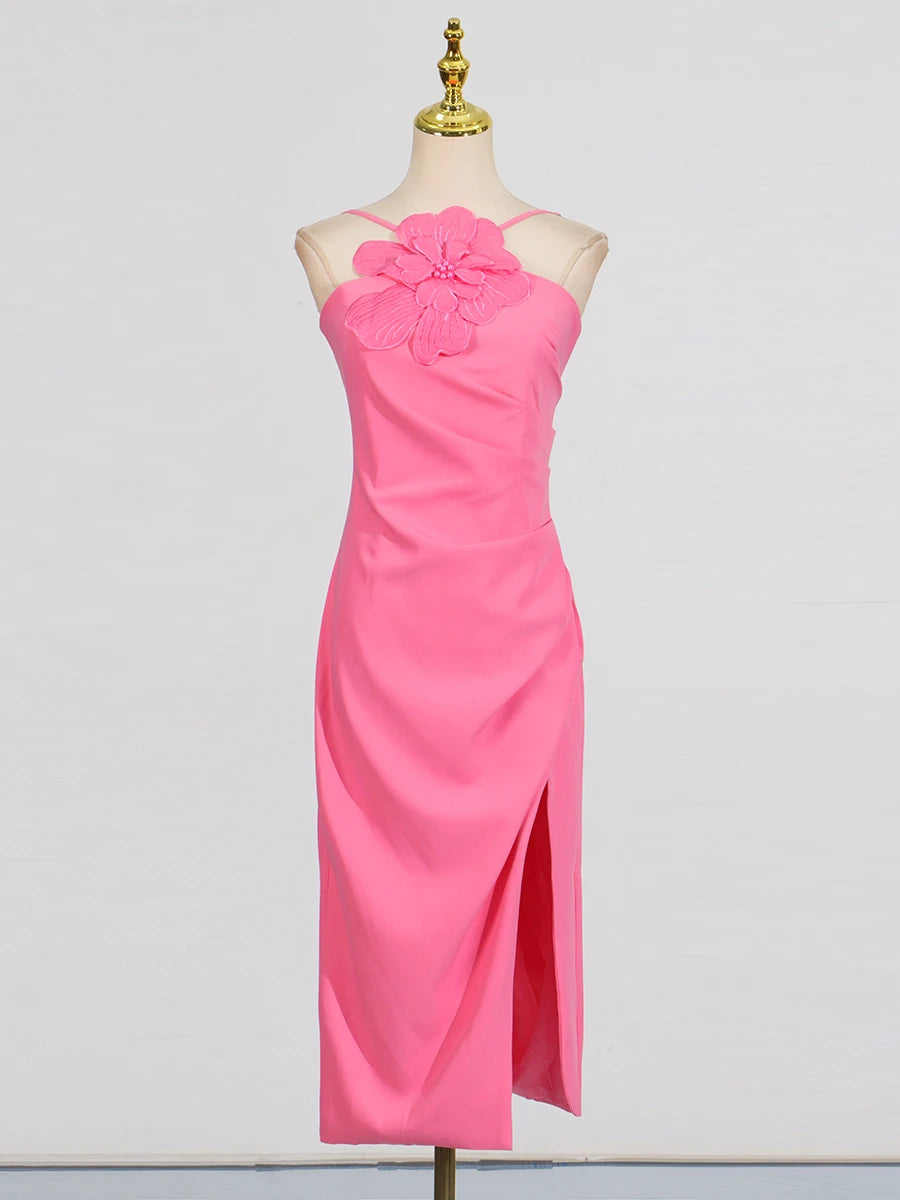 Petal Grace 3D Floral Midi Dress