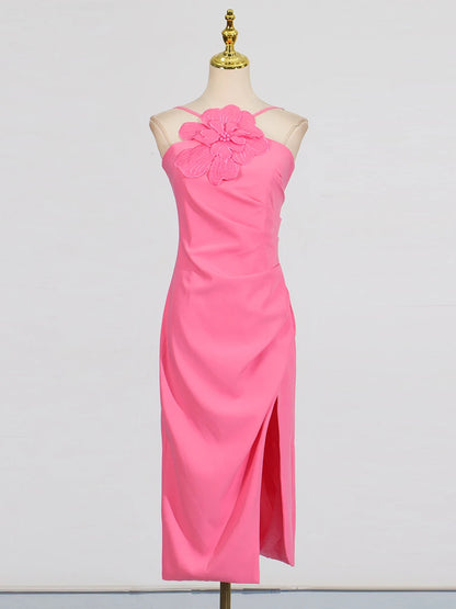 Petal Grace 3D Floral Midi Dress