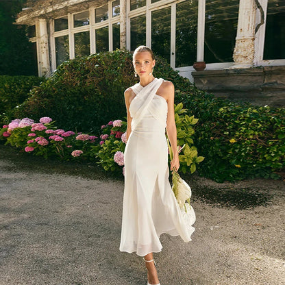 Breeze Charm Pleated Chiffon Ribbon Dress