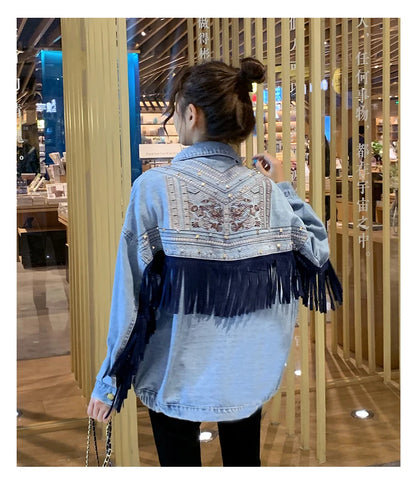 Boho Bloom Embroidered Denim Jacket