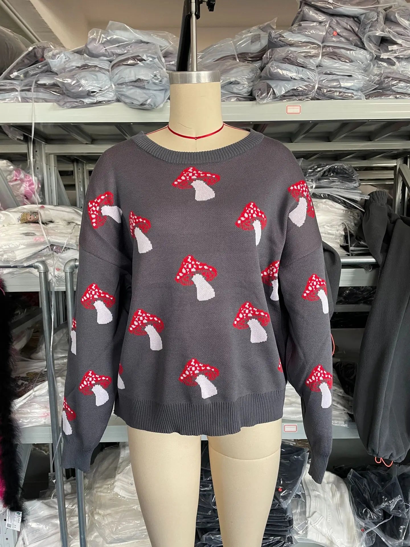 Whimsical Mushroom Knit Sweater