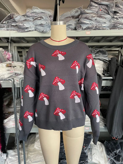 Whimsical Mushroom Knit Sweater