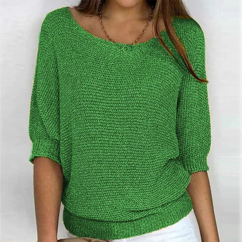 Elegant Spliced Knit Sweater for Women