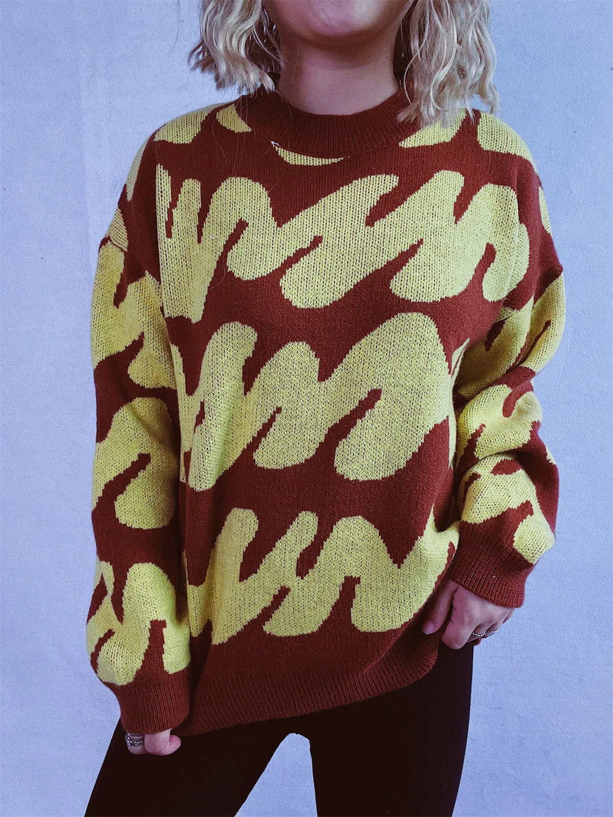 Stripe Craft Patchwork Knit Pullover