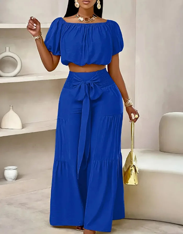 Luxe Curve One-Shoulder Pants Set