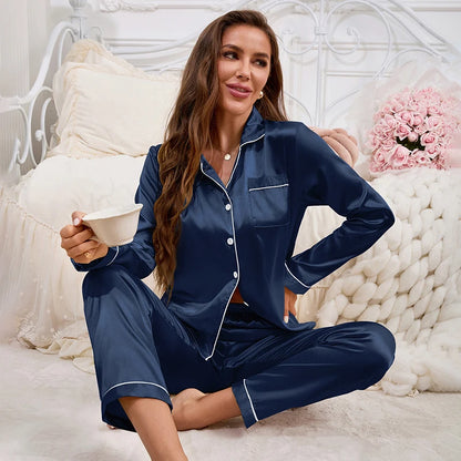 Silky Satin Button-Up Pajama Set