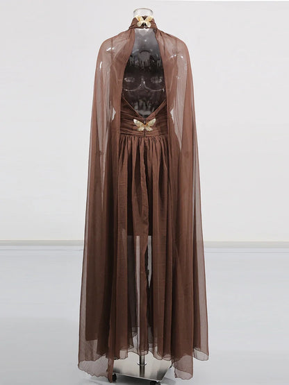 Midnight Metal Elegance Maxi Dress