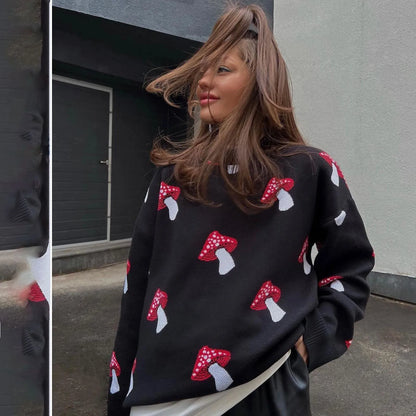 Whimsical Mushroom Knit Sweater