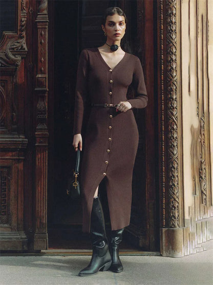 Tossy V-Neck Ribbed Knit Dress