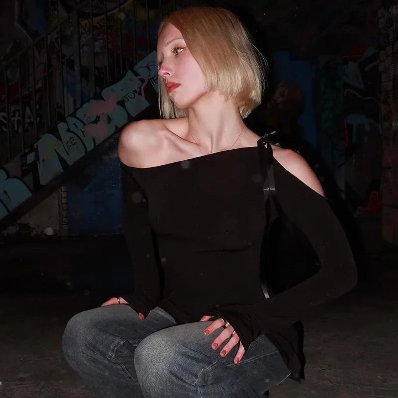 Autumn Slant Collar Dress — Stylish Full Sleeve Mini