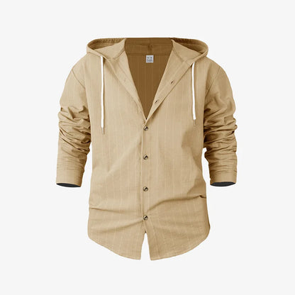 Striped Hooded Linen Shirt