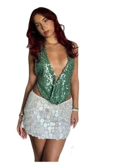 Starlit Glow Sequin Top