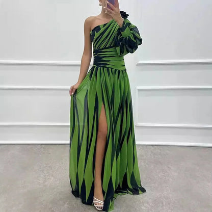 Elegant Strapless Slit Dinner Dress