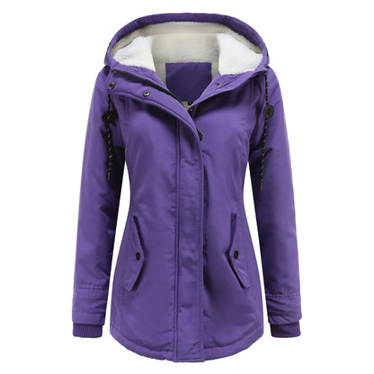Women’s Thickened Lamb Velvet Parka – Hooded Winter Coat
