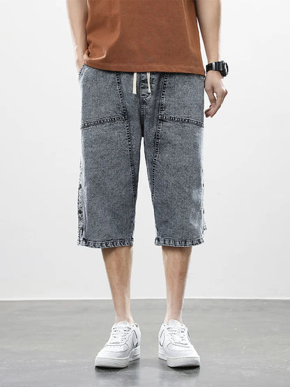 Men’s Washed Denim Capri Shorts