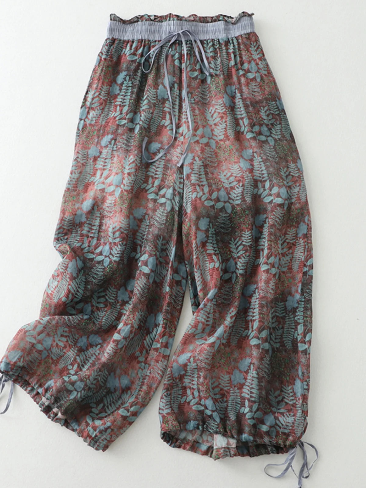 Cotton Linen Printed Slim Fit Pantss