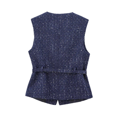 Glam Sequin Belted Vest