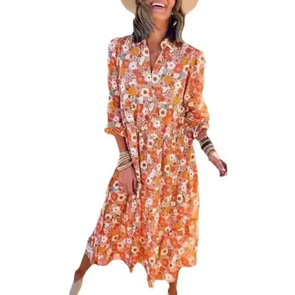 Multicolor Boho Floral Ruffled Dress
