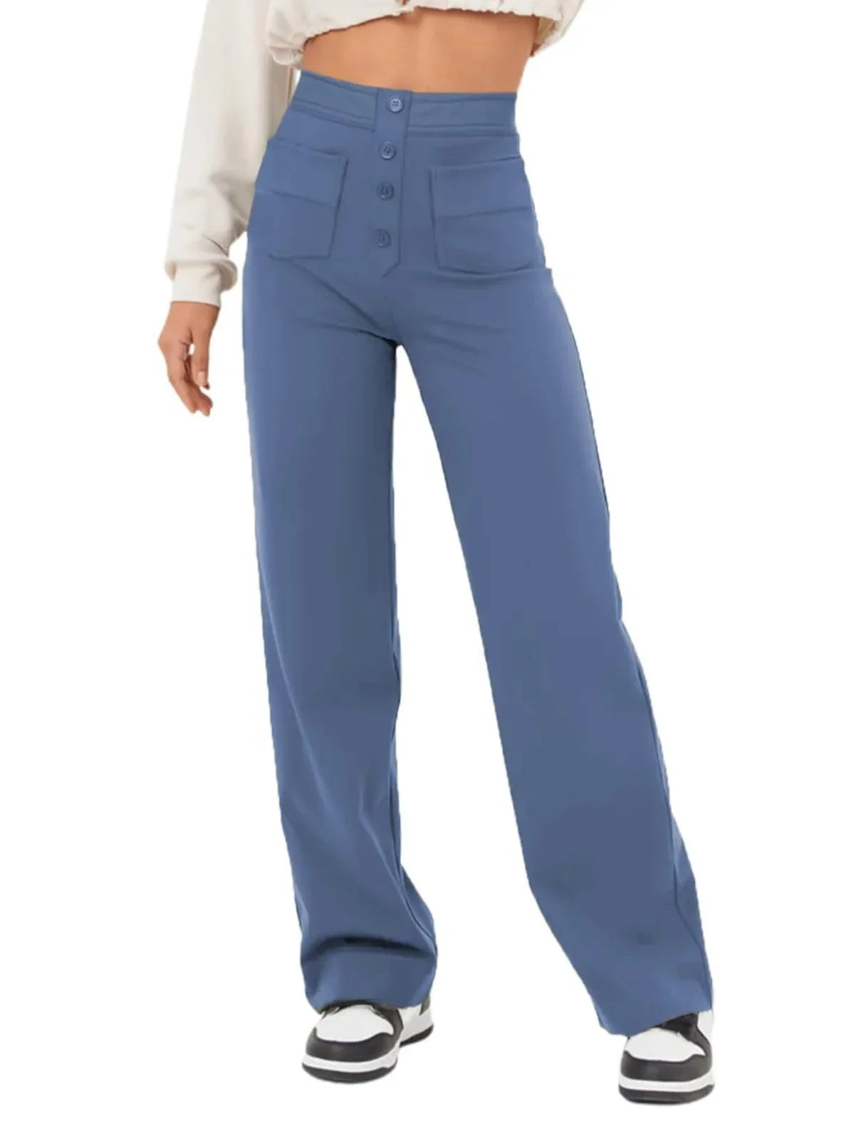 Buttoned Straight-Leg Cargo Pants