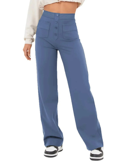 Buttoned Straight-Leg Cargo Pants