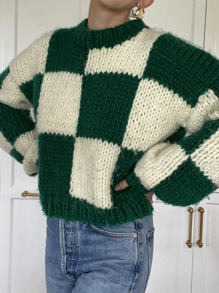 Cozy Checkered Oversized Sweater