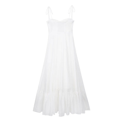 ZBZA Backless V-Neck Midi Dress