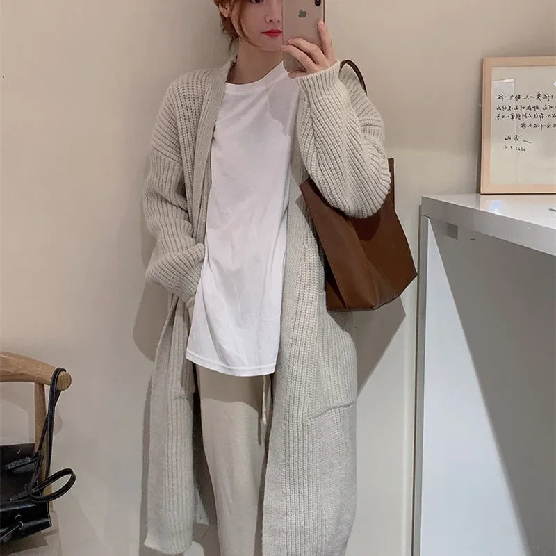 Plush Wave Maxi Knit Pocket Cardigan