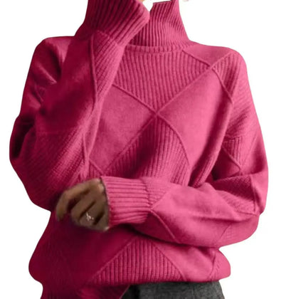 High Collar Sweater  Pure Color Diamond