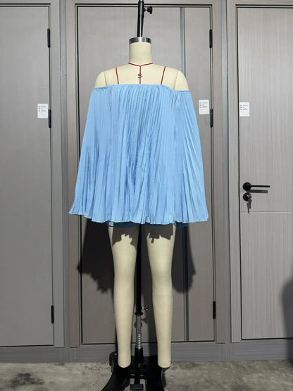 Glimmer Drape One Shoulder Shorts Set