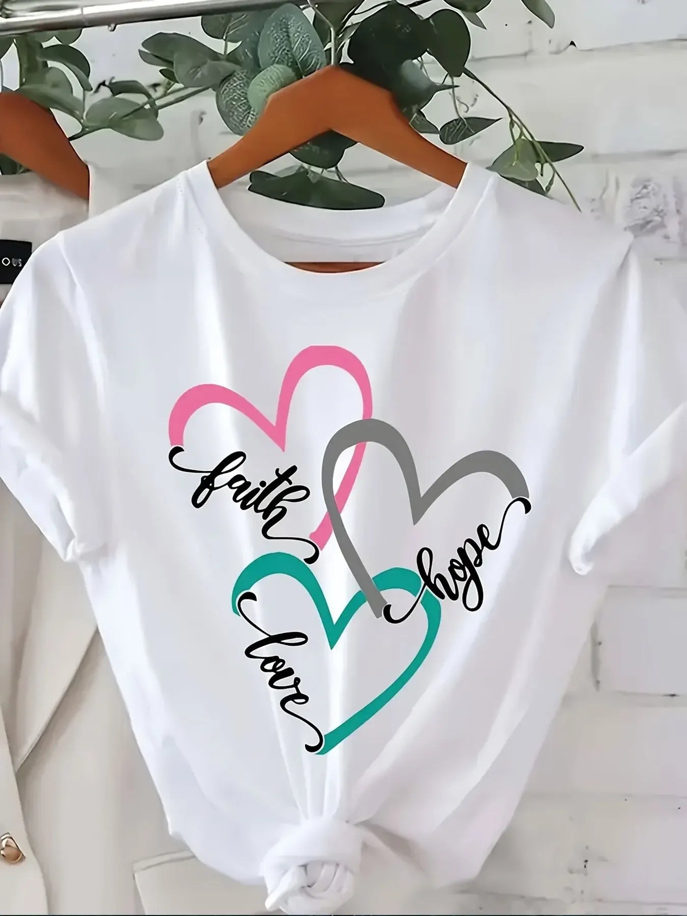 Leopard Heart Print Casual T-Shirt