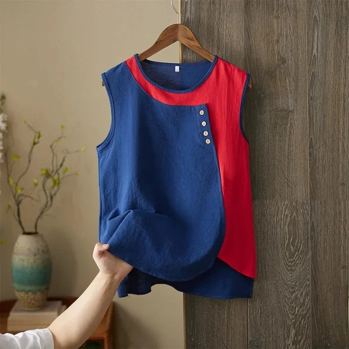 Asymmetric Cotton Linen Top