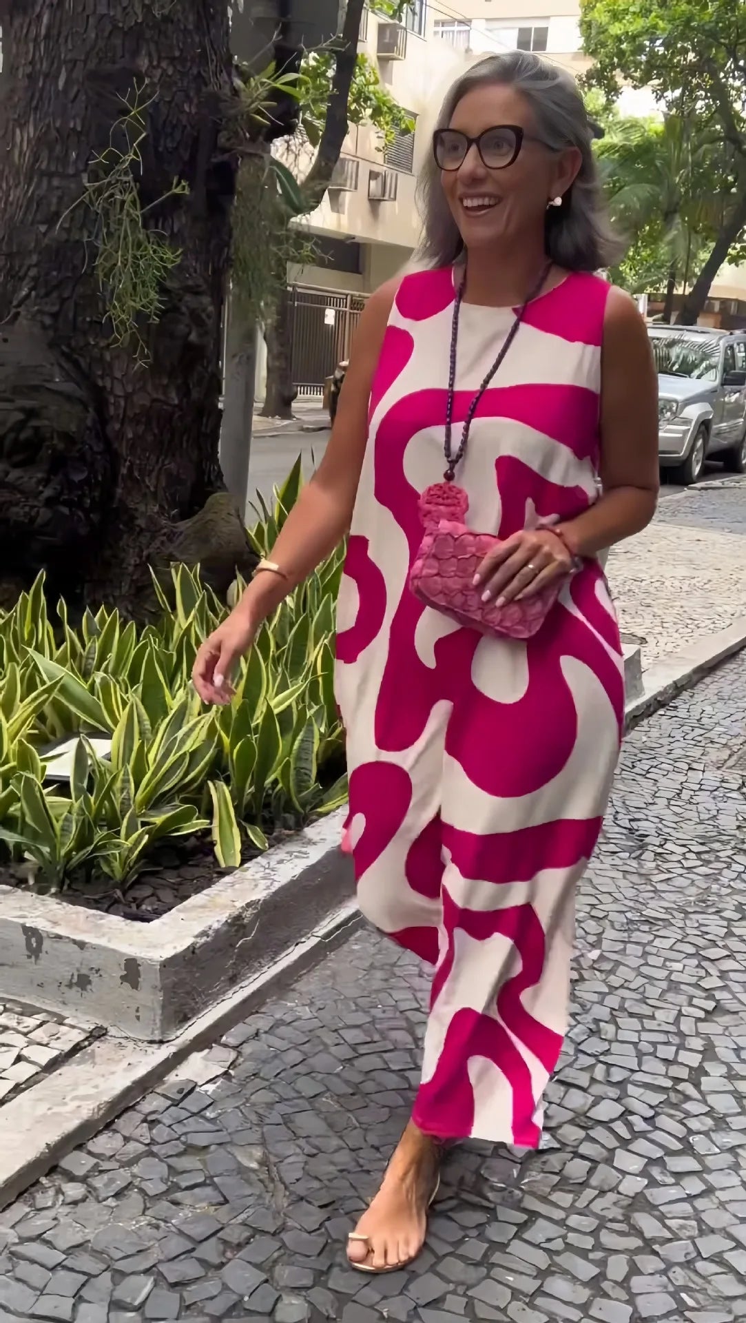 Stylish Print Sleeveless A-Line Dress